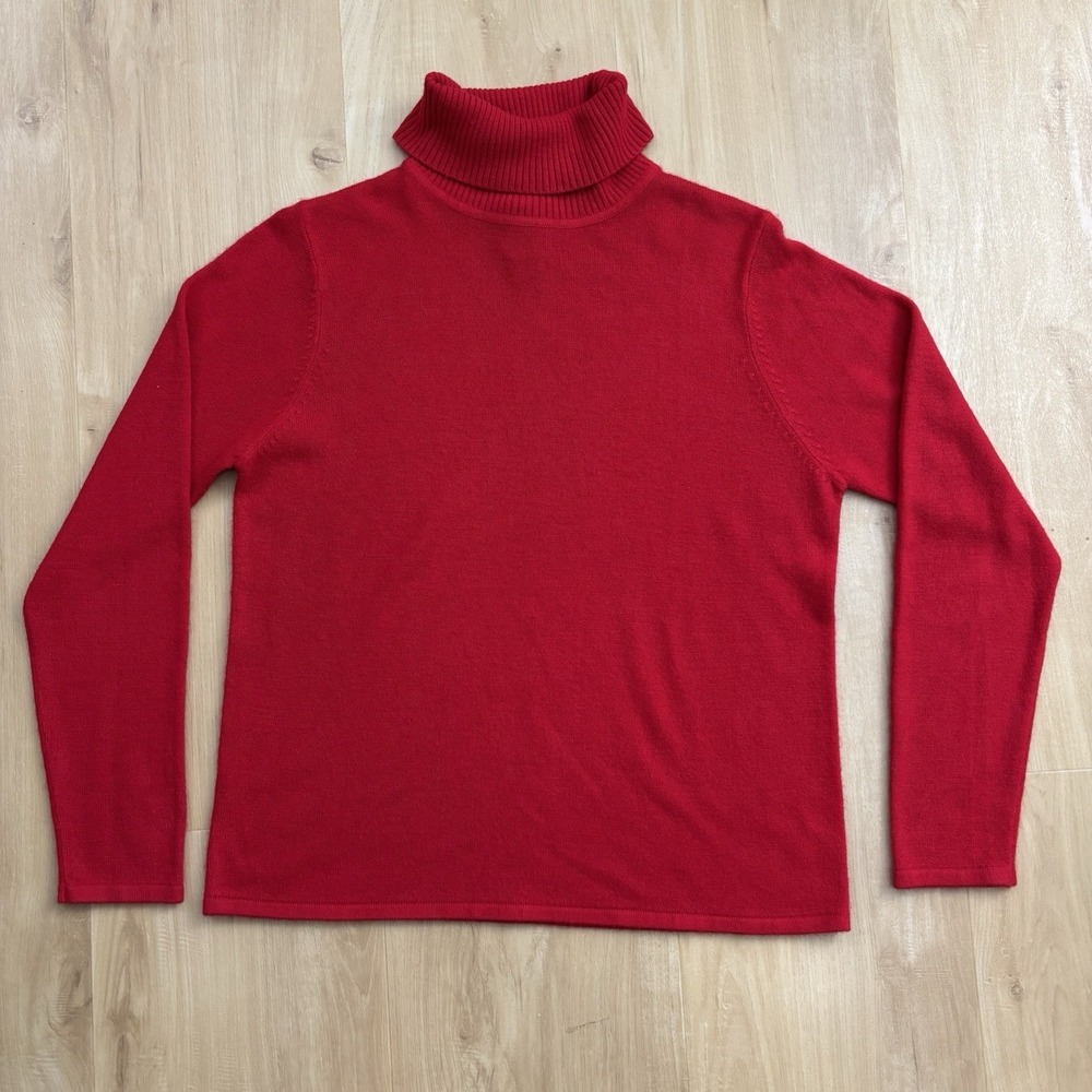 Womens Red Turtleneck Sweater Medium SOFT Stephanie Andrews Y2K Preppy